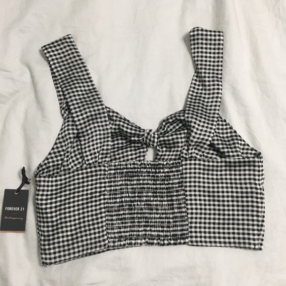NEW XXI black/White checkered woven crop top - Picture 7 of 8